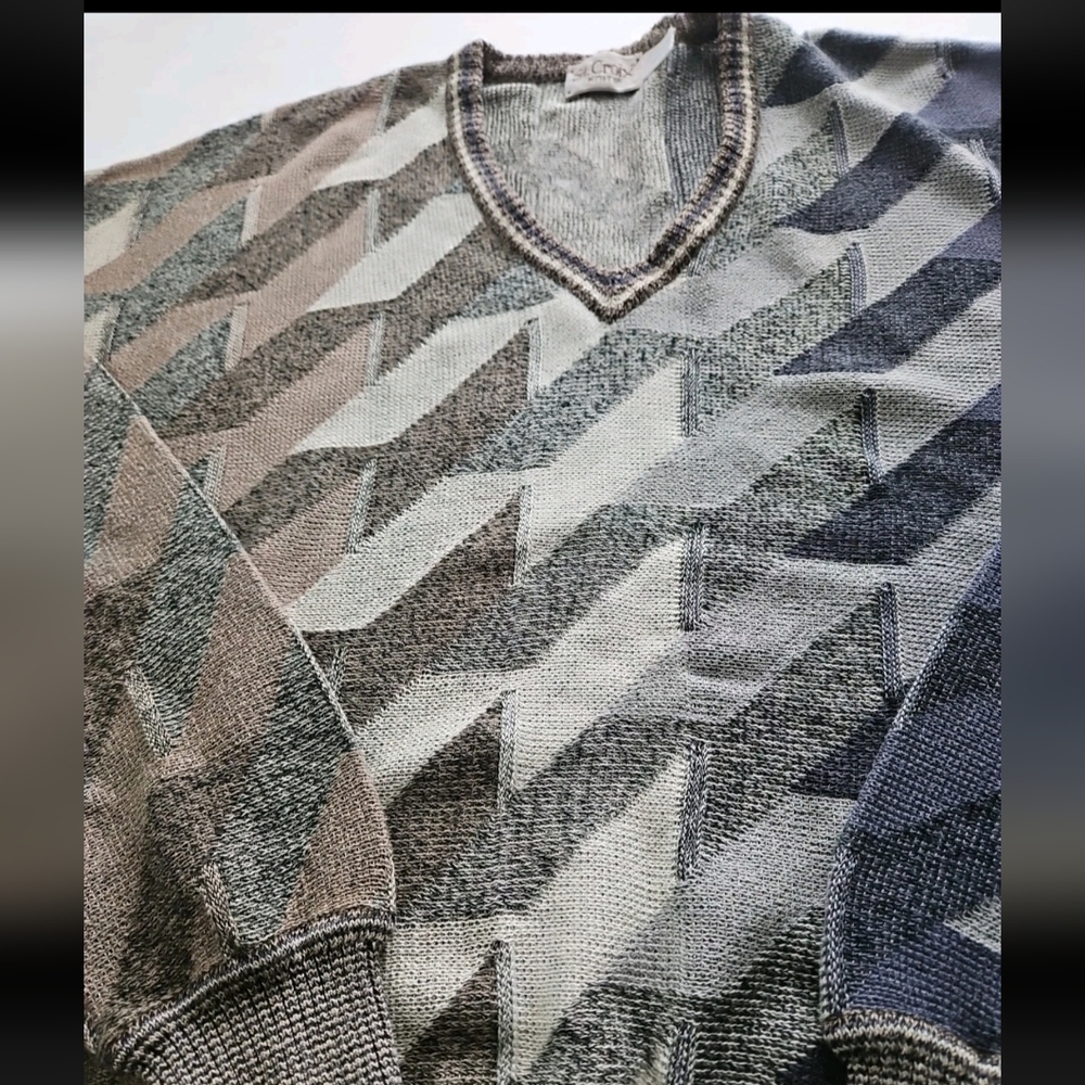 Vintage St Croix Men's Knit Sweater Coogi Style Biggie Cosby L Made USA - Picture 3 of 16